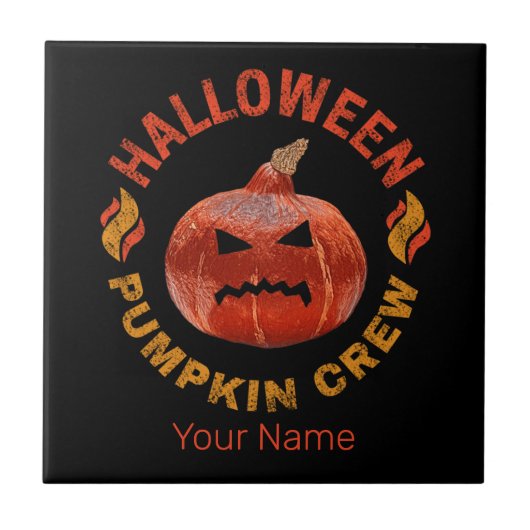 ハロウィンカボチャ顔レトロ衣装サンクスギビング タイル (正面)