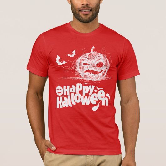 ハロウィンカボチャ顔男性へ衣装 Tシャツ (正面)