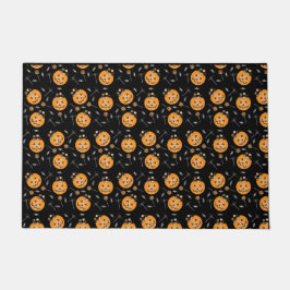 ハロウィンカボチャ飴バケットブラックオレンジ ドアマット