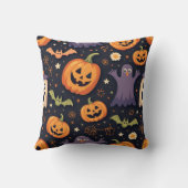 ハロウィンカボチャ魔女ハットパターン枕クッション クッション (裏面)