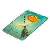 ハロウィンカボチャ魔女ヴィンテージ葉書 マグネット (左側)