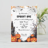ハロウィンカボチャ1歳の誕生日パーティの招待状 招待状 (スタンド正面)