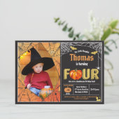 ハロウィンカボチャ4th誕生日パーティー写真 招待状 (スタンド正面)