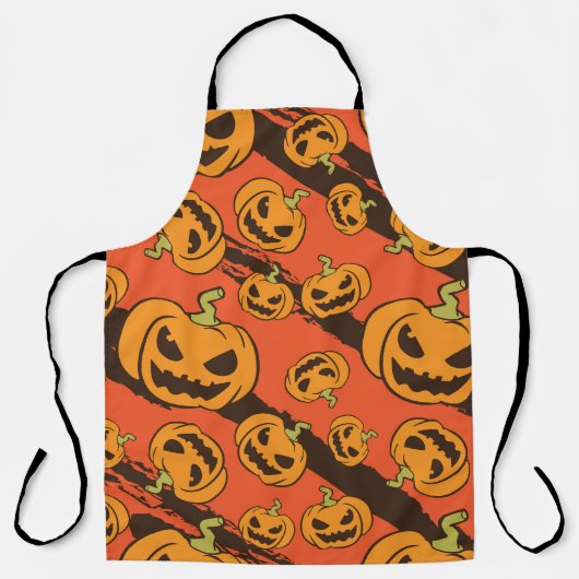ハロウィンカボチャ：シームレ不気味スパターン エプロン (正面)