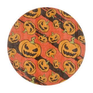 ハロウィンカボチャ:シームレ不気味スパターン カッティングボード