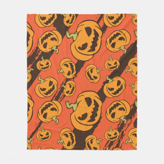 ハロウィンカボチャ:シームレ不気味スパターン フリースブランケット (正面)