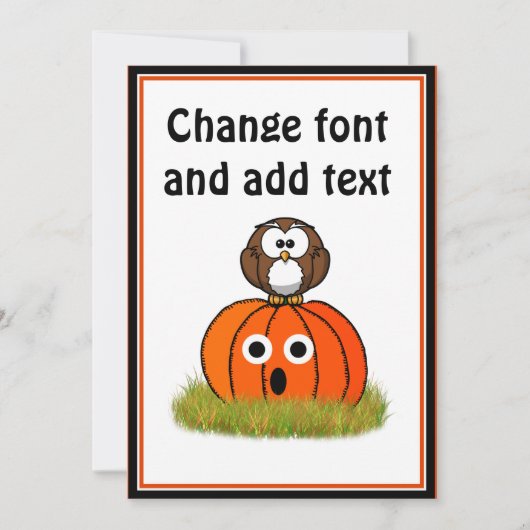 ハロウィンカボチャ&スプークドフクロウ 招待状 (正面)