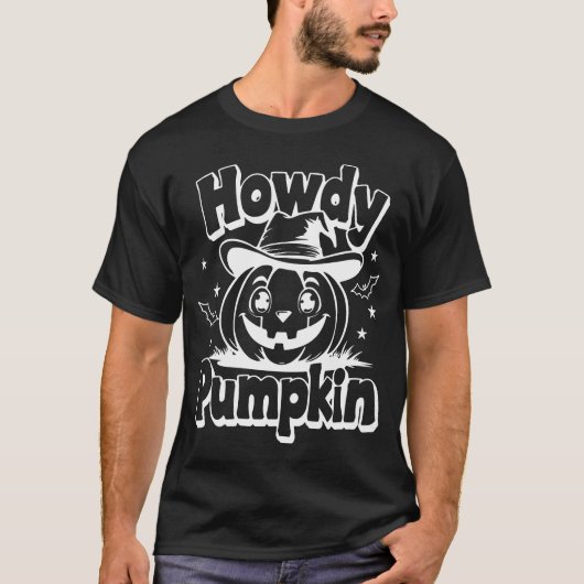 ハロウィンカボチャ：ハウディカボチャおもしろい Tシャツ (正面)