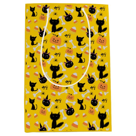 ハロウィンカボチャ&ブラックキャッツ抱き枕 ミディアムペーパーバッグ (正面)