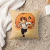 ハロウィンカボチャ、幸せな少年 クッション (ブランケット)