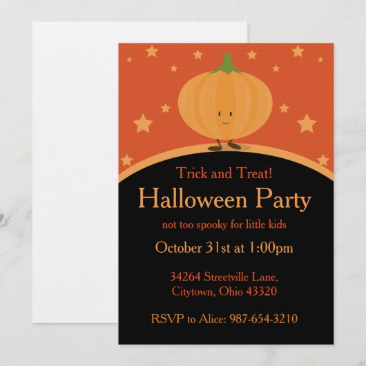ハロウィンカボチャ 招待状 (正面/裏面)