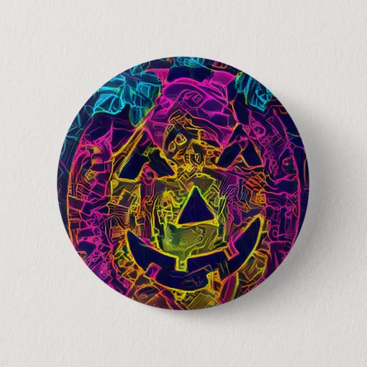 ハロウィンカボチャA.I.写真おもしろい 缶バッジ (正面)
