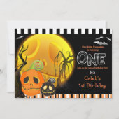 ハロウィンカボンプキンズムーンライト1st誕生日パーティー 招待状 (正面)