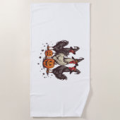 ハロウィンカボンプキンチキンウィッチ秋 ビーチタオル (正面)