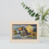 ハロウィンカボンプキンボーフクロウツリーブランチムーンヴィンテージ ポストカード (スタンド正面)