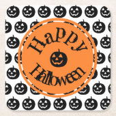 ハロウィンカモダンンプキンデザイン スクエアペーパーコースター (正面)