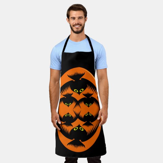 ハロウィンカラス エプロン (着用した状態)