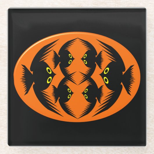 ハロウィンカラス ガラスコースター (正面)