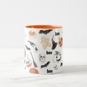 ハロウィンカラフルの怖いパターン ツートーンマグカップ (中央)