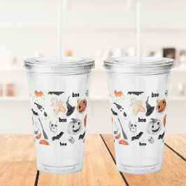 ハロウィンカラフルの怖いパターン |ハッピーハローウィン アクリルタンブラー