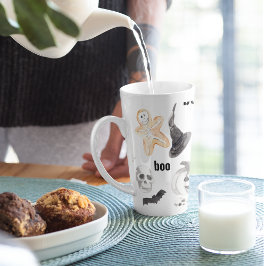 ハロウィンカラフルの怖いパターン |ハッピーハローウィン カフェラテマグ