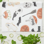 ハロウィンカラフルの怖いパターン |ハッピーハローウィン キッチンタオル (折り畳み)