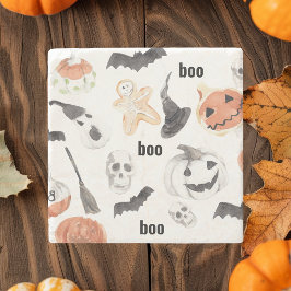 ハロウィンカラフルの怖いパターン |ハッピーハローウィン ストーンコースター