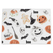 ハロウィンカラフルの怖いパターン |ハッピーハローウィン ラージペーパーバッグ (正面)