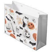 ハロウィンカラフルの怖いパターン |ハッピーハローウィン ラージペーパーバッグ (正面アングル)