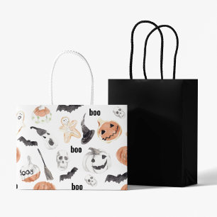 ハロウィンカラフルの怖いパターン ハッピーハローウィン ラージペーパーバッグ