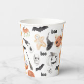 ハロウィンカラフルの怖いパターン |ハッピーハローウィン 紙コップ (裏面)