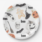 ハロウィンカラフルの怖いパターン ペーパープレート (正面)