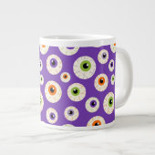 ハロウィンカラフルの眼球模様 ジャンボコーヒーマグカップ (正面右)