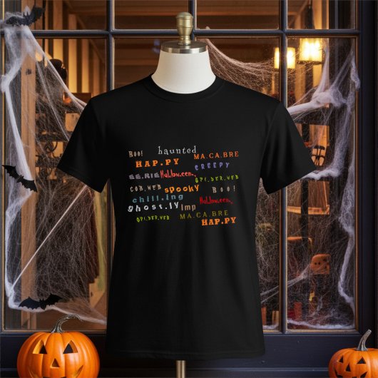 ハロウィンカラフルの精神のおもしろいとタイポグラフィ Tシャツ