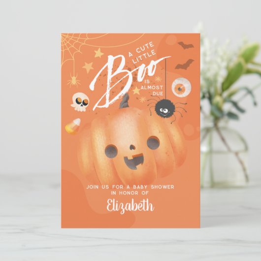 ハロウィンカラフルの赤ちゃんシャワーブテーマ 招待状 (スタンド正面)