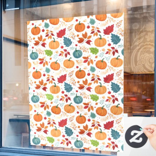 ハロウィンカラフルカボチャ離れと ウィンドウサイン (カフェ窓)