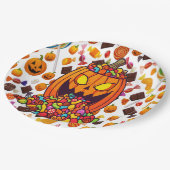 ハロウィンカラフルキャンディカボンプキンスプレート ペーパープレート (アングル)