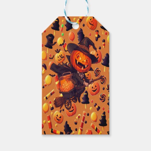 ハロウィンカラフルキャンディカボンプキン ギフトタグ (正面)