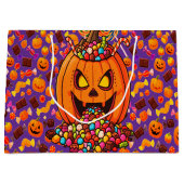 ハロウィンカラフルキャンディカボンプキン ラージペーパーバッグ (正面)