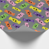 ハロウィンカラフルキャンディスグレーシームレスデザイン ラッピングペーパー (角)