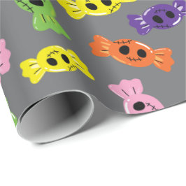 ハロウィンカラフルキャンディスグレーシームレスデザイン ラッピングペーパー