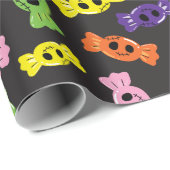 ハロウィンカラフルキャンディズシームレスブラックデザイン ラッピングペーパー (ロールコーナー)