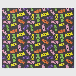 ハロウィンカラフルキャンディズシームレスブラックデザイン ラッピングペーパー