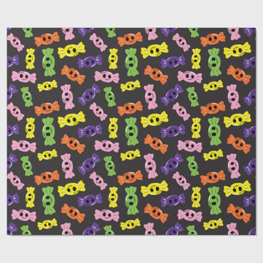 ハロウィンカラフルキャンディズシームレスブラックデザイン ラッピングペーパー (シーム)
