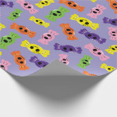 ハロウィンカラフルキャンディースパープルシームレスデザイン ラッピングペーパー (角)