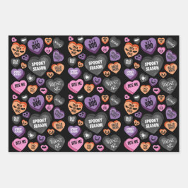 ハロウィンカラフルキャンディーメッセージハート ラッピングペーパーシート