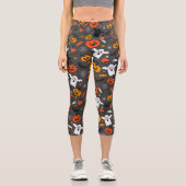 ハロウィンカラフルシンボルパターン カプリレギンス (正面)