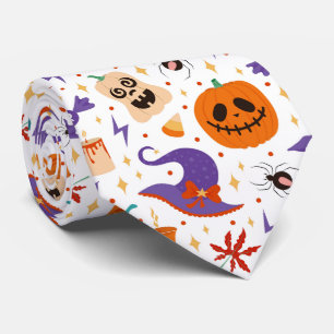 ハロウィンカラフルシンボルパターン ネクタイ