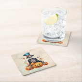 ハロウィンカラフルスケルトン紙コースター スクエアペーパーコースター (インサイチュ)