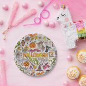 ハロウィンカラフルドールオブジェクトのパターン ペーパープレート (パーティー)